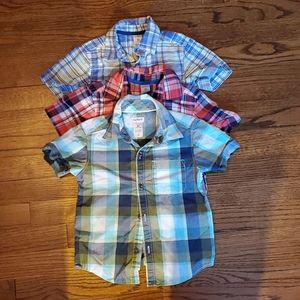 (3) Carter's short sleeve button up plaid shirt 3T